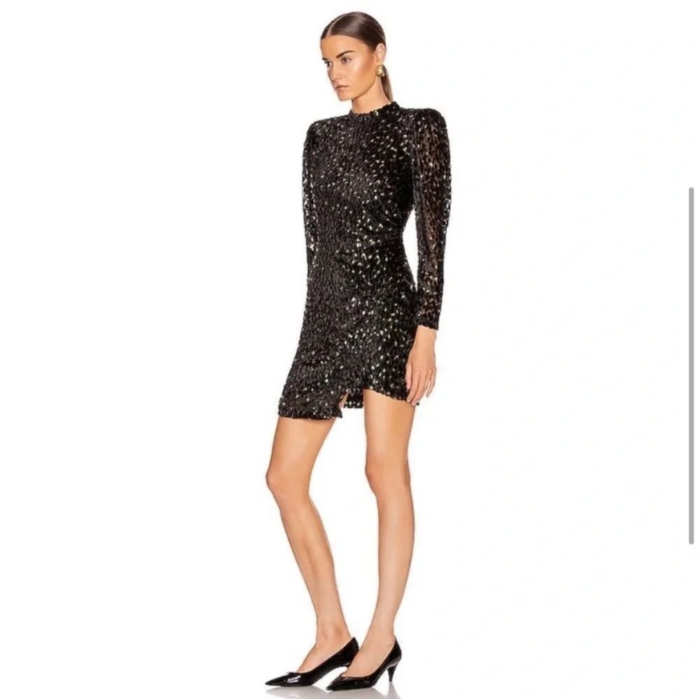 A.L.C. Velvet Jane Dress- black and gold- NWOT - Picture 4 of 11